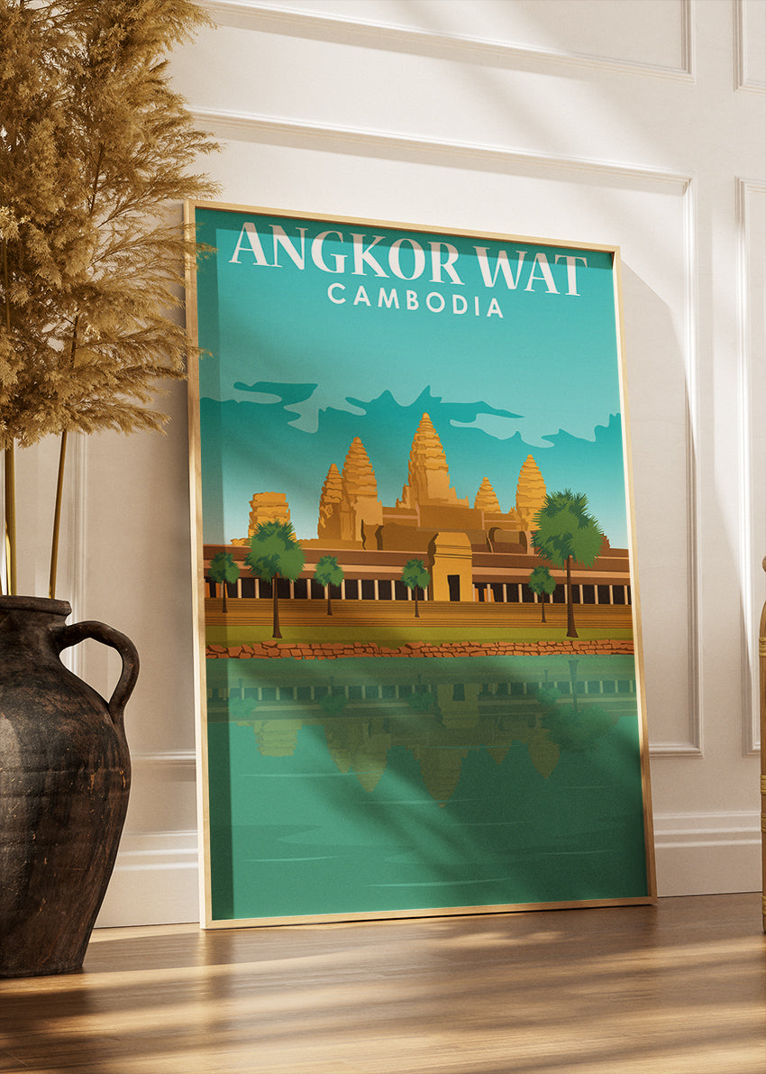 Angkor Wat Cambodia Travel Poster & Canvas Print – Temple Wall Art