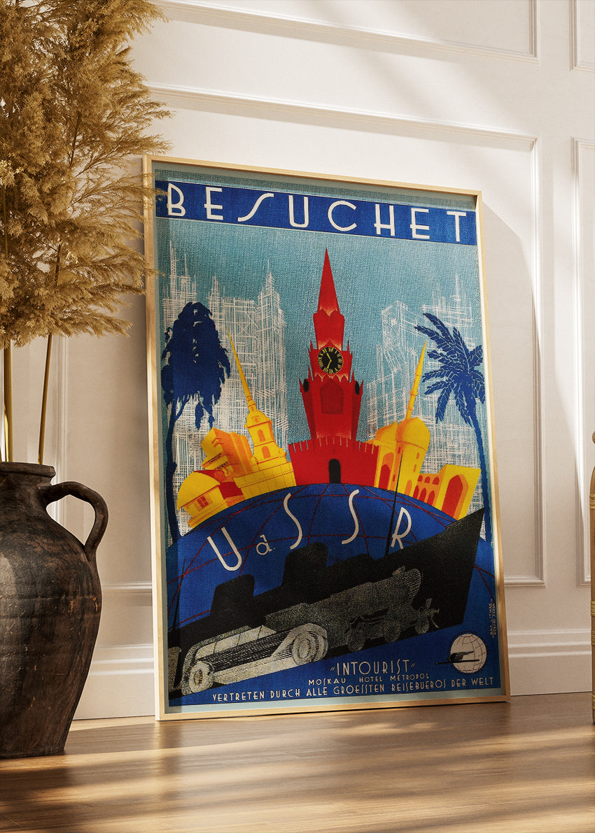 USSR Vintage Travel Poster & Canvas Print – Retro Intourist Illustration Art