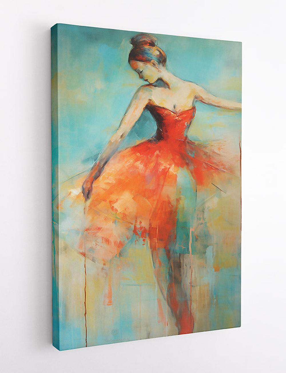 Elegant Ballerina in Red Abstract Canvas Art & Poster – T714 – AiPrintLab