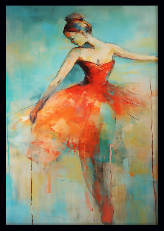 Elegant Ballerina in Red Abstract Canvas Art & Poster – T714 – AiPrintLab