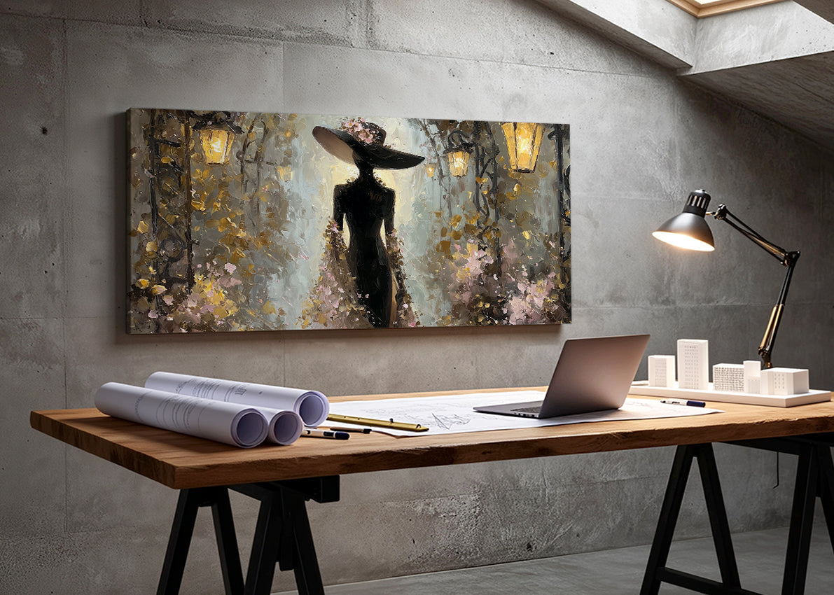 Elegant Evening Silhouette Canvas Wall Art – Single & 3 Panel Split – AI PRINT LAB