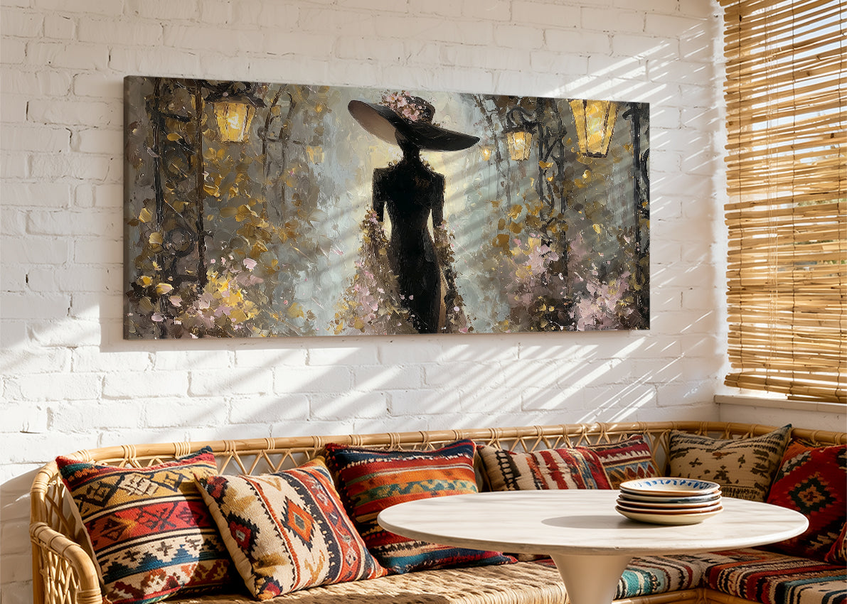 Elegant Evening Silhouette Canvas Wall Art – Single & 3 Panel Split – AI PRINT LAB