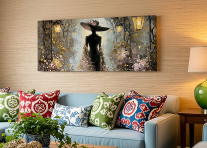 Elegant Evening Silhouette Canvas Wall Art – Single & 3 Panel Split – AI PRINT LAB
