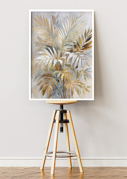 Elegant Golden Palm Botanical Canvas & Poster Print – AI PRINT LAB