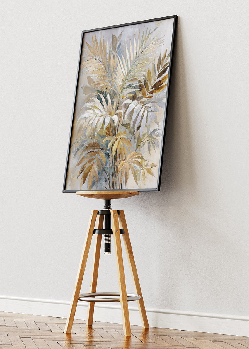 Elegant Golden Palm Botanical Canvas & Poster Print – AI PRINT LAB