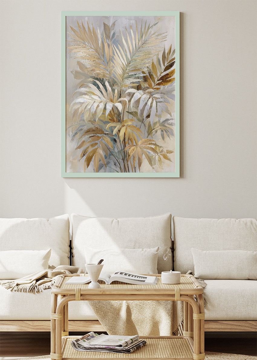 Elegant Golden Palm Botanical Canvas & Poster Print – AI PRINT LAB
