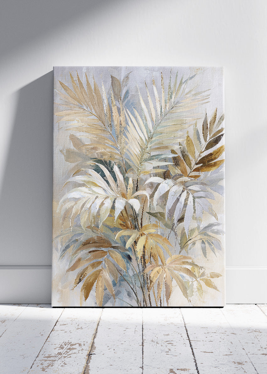 Elegant Golden Palm Botanical Canvas & Poster Print – AI PRINT LAB