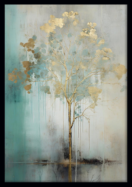 Elegant Golden Tree Abstract Canvas Art & Poster – T631 – AiPrintLab