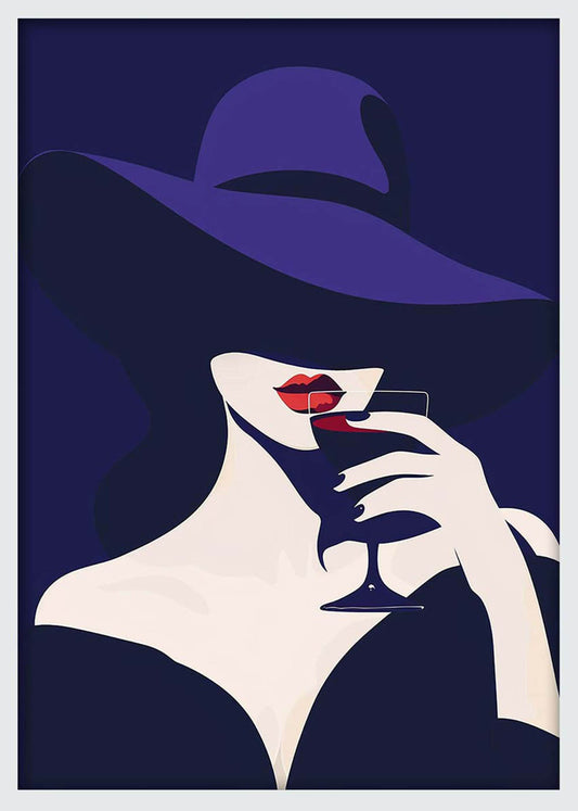 Elegant Lady in Purple Hat – Minimalist Fashion Poster & Canvas Print – T1129 – AiPrintLab