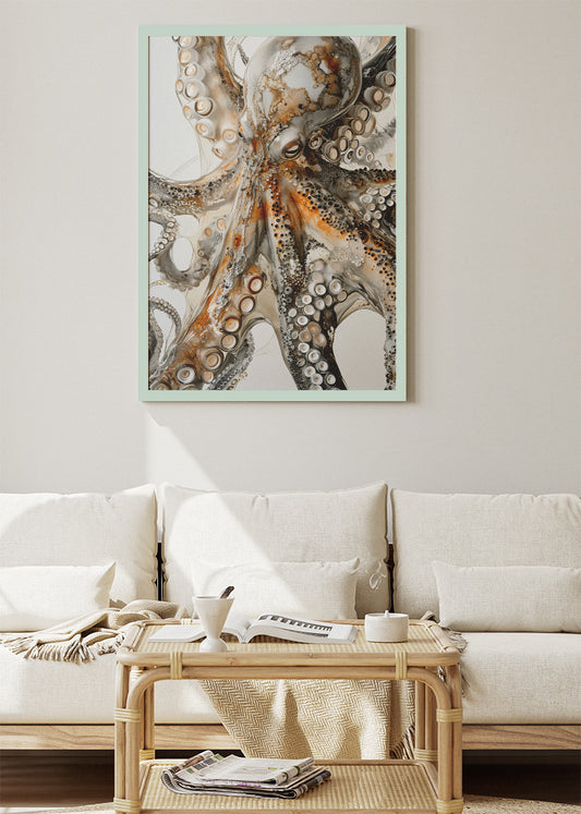 Elegant Octopus Wall Art Poster & Canvas Print – Luxury Ocean Abstract