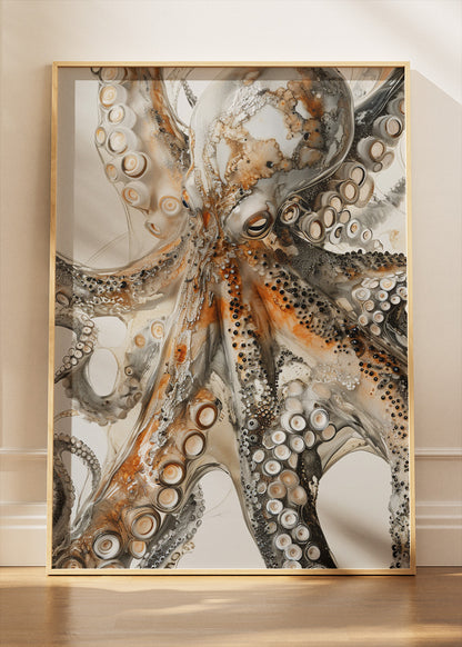 Elegant Octopus Wall Art Poster & Canvas Print – Luxury Ocean Abstract
