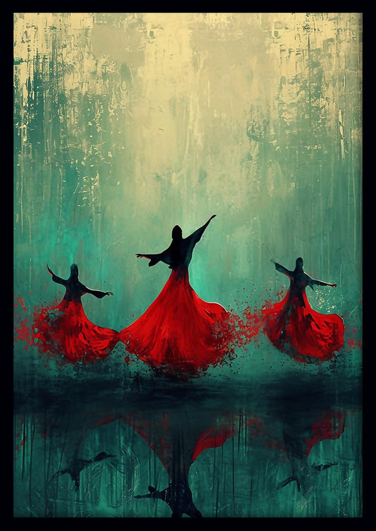 Elegant Red Dance Silhouette Art – Modern Abstract Poster & Canvas – T769 – AiPrintLab