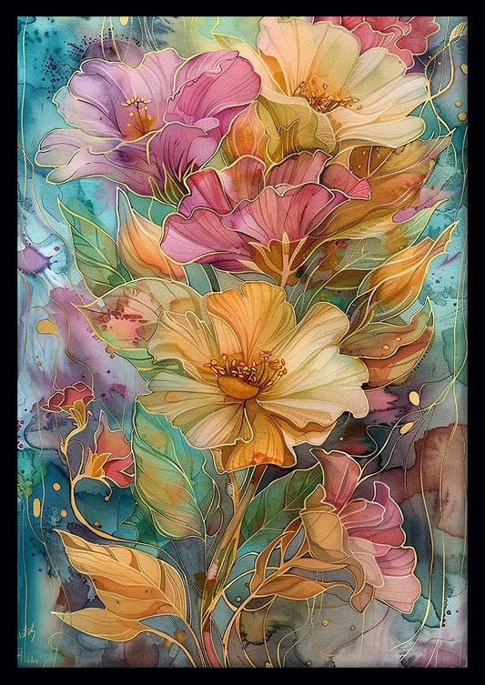 Elegant Watercolor Flowers – Soft Botanical Art Canvas & Poster Wall Decor – T1139 – AiPrintLab