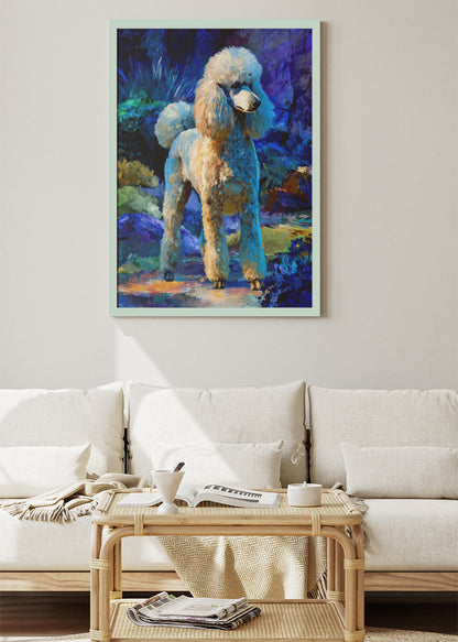 Elegant White Poodle Poster & Canvas Print – Vibrant Modern Dog Art
