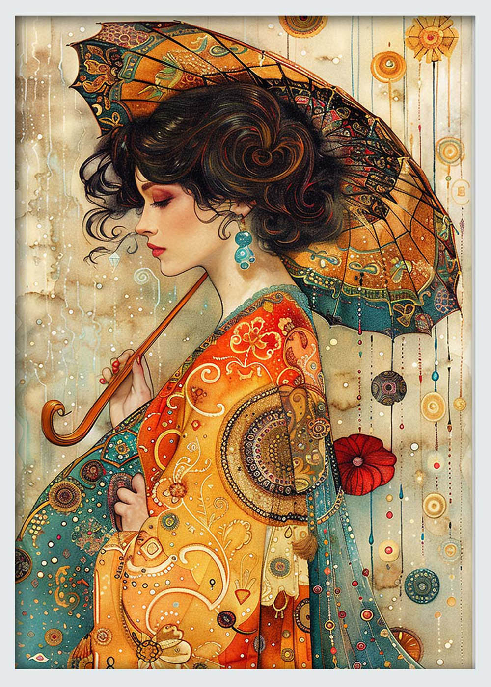 Elegant Woman with Parasol – Vintage Art Nouveau Canvas & Poster Wall Art – T1245 – AiPrintLab