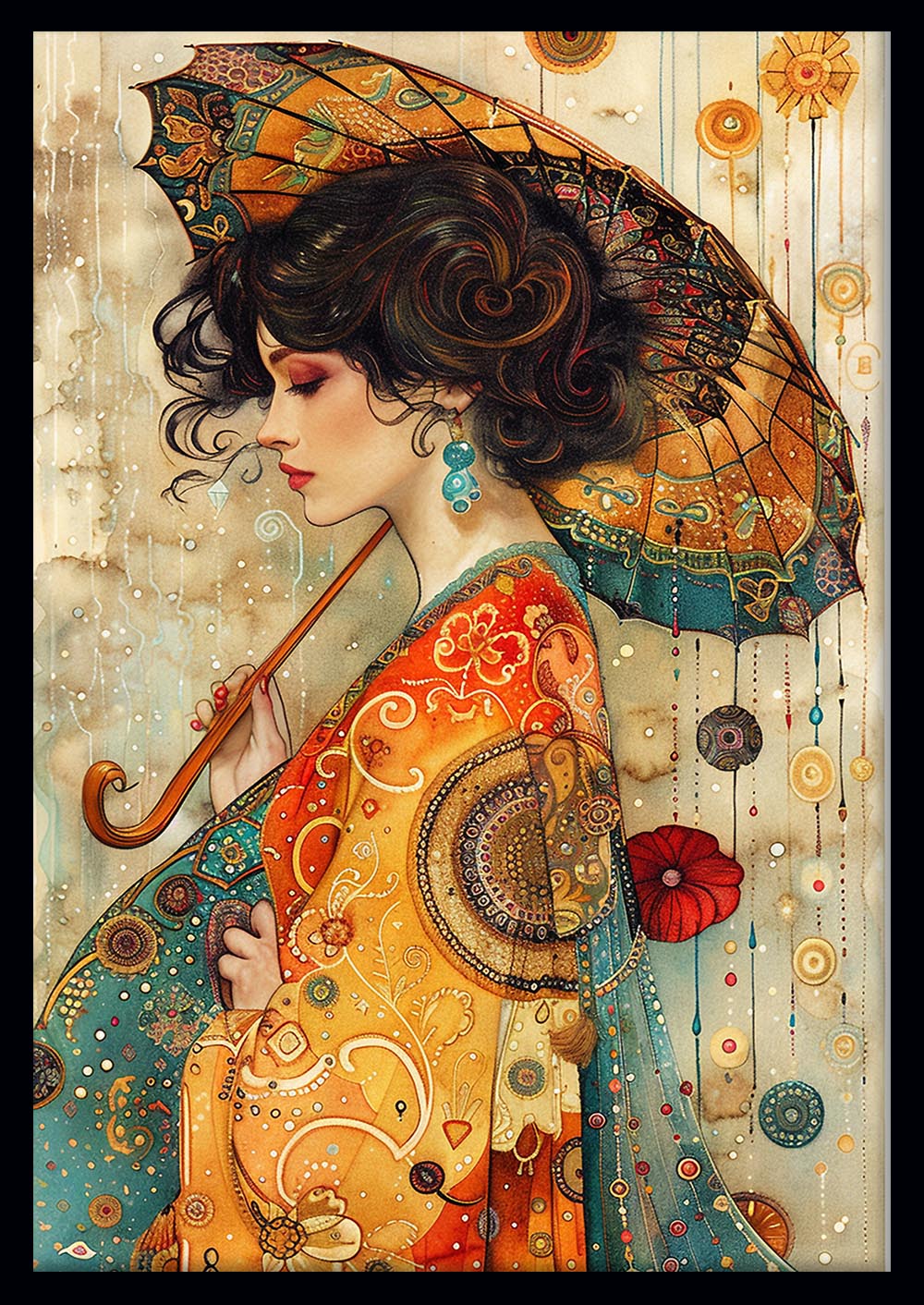 Elegant Woman with Parasol – Vintage Art Nouveau Canvas & Poster Wall Art – T1245 – AiPrintLab