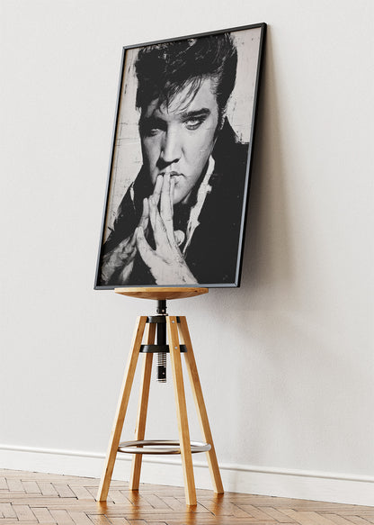 Elvis Presley Black & White Portrait Wall Art Poster & Canvas