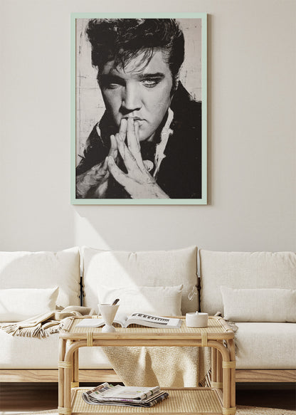 Elvis Presley Black & White Portrait Wall Art Poster & Canvas