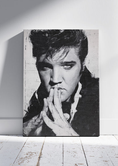 Elvis Presley Black & White Portrait Wall Art Poster & Canvas
