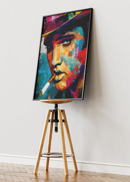Elvis Presley Colorful Rock Icon Portrait Wall Art Poster & Canvas Print
