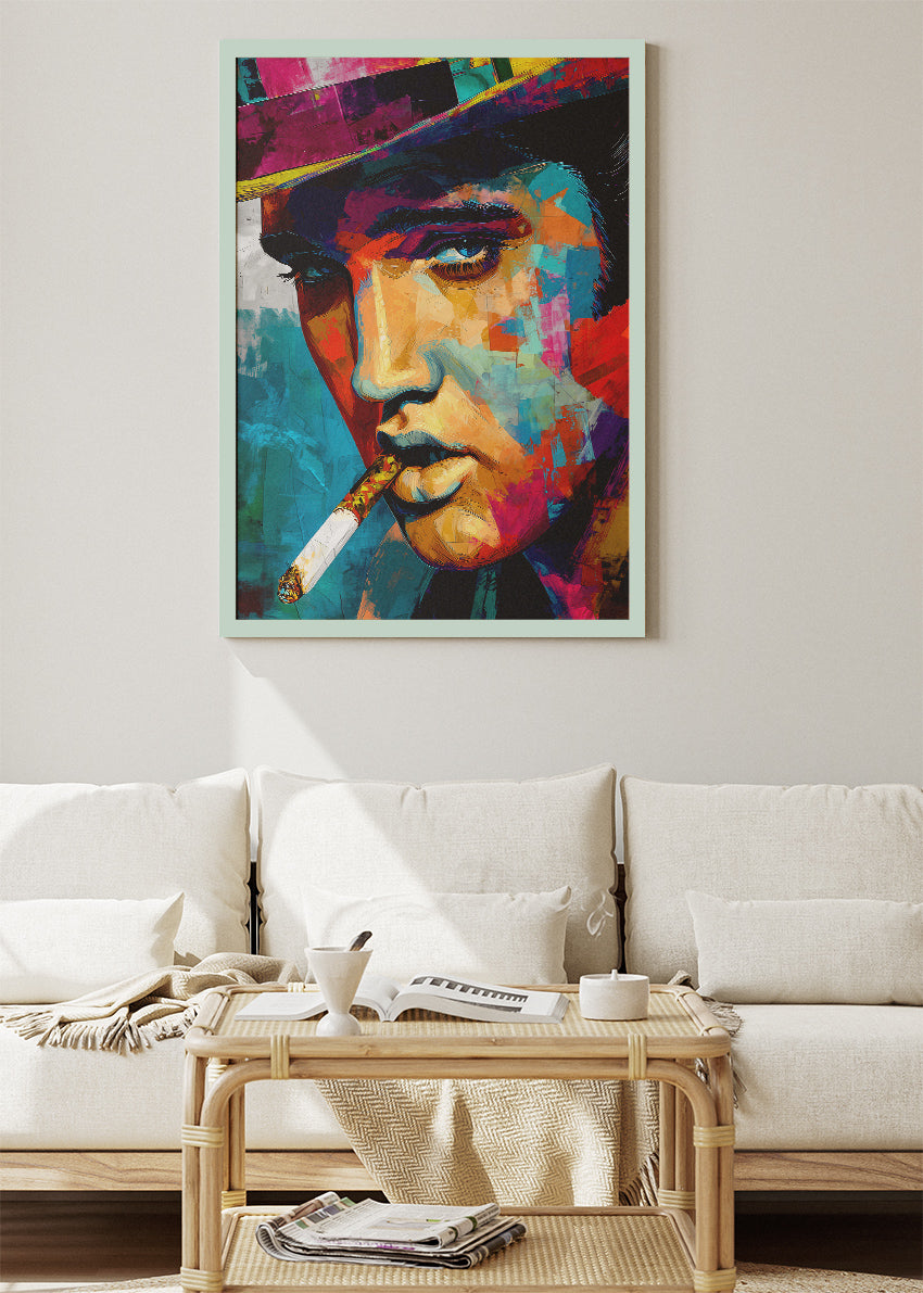 Elvis Presley Colorful Rock Icon Portrait Wall Art Poster & Canvas Print