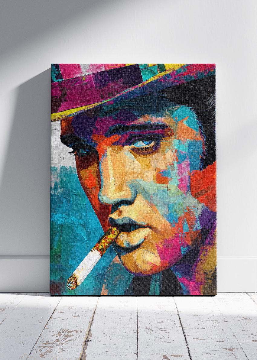 Elvis Presley Colorful Rock Icon Portrait Wall Art Poster & Canvas Print
