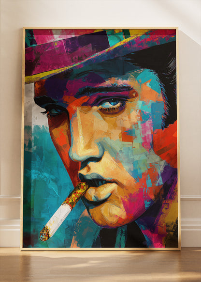Elvis Presley Colorful Rock Icon Portrait Wall Art Poster & Canvas Print