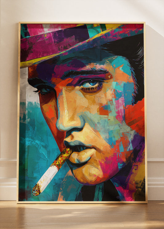 Elvis Presley Colorful Rock Icon Portrait Wall Art Poster & Canvas Print
