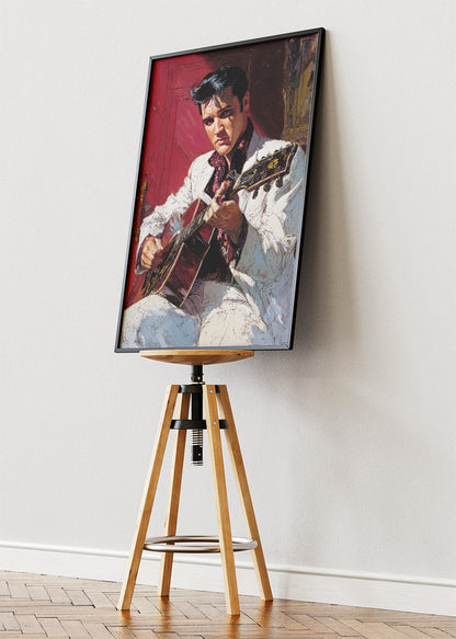 Elvis Presley Guitar Portrait Wall Art Poster & Canvas Print