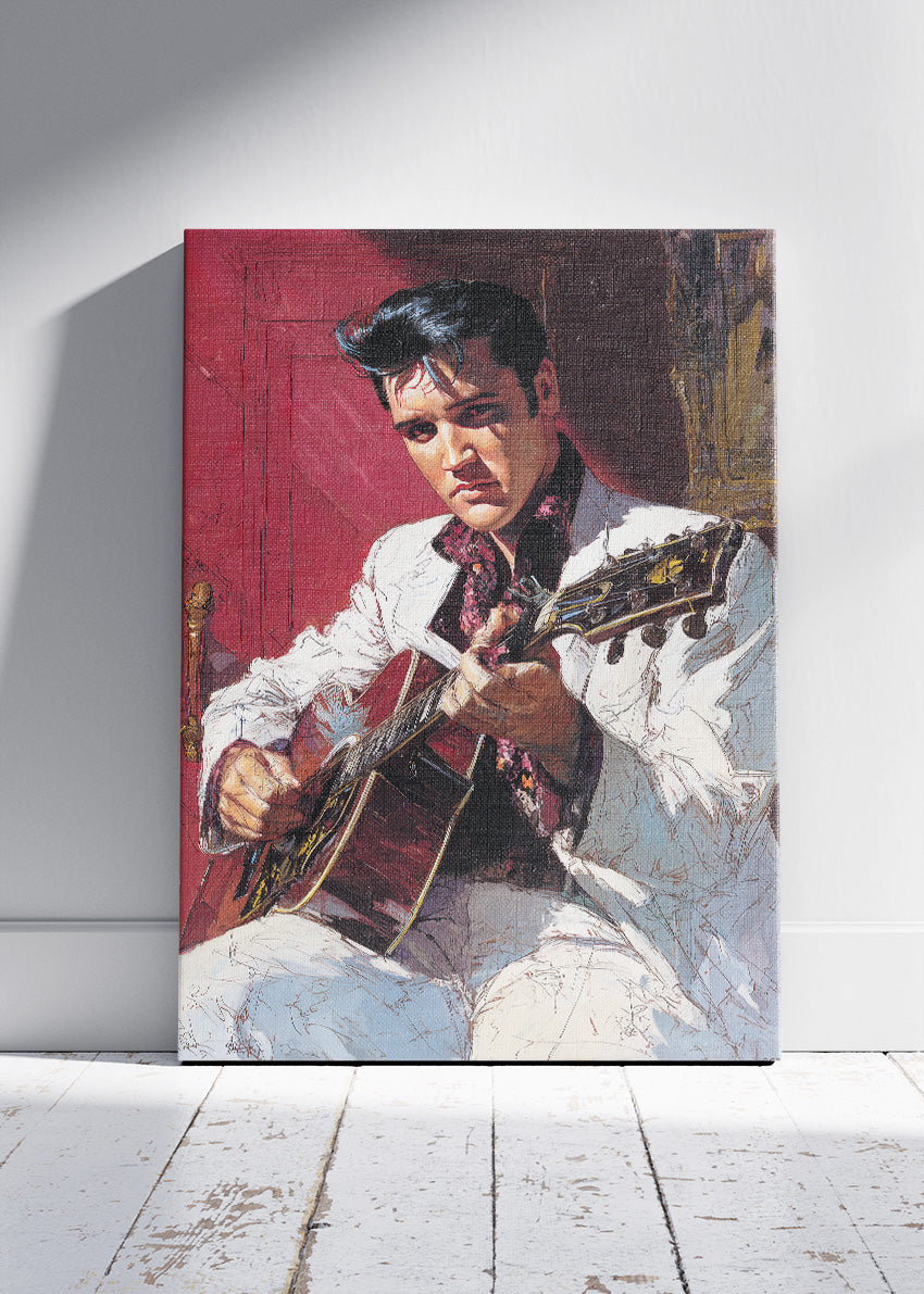 Elvis Presley Guitar Portrait Wall Art Poster & Canvas Print
