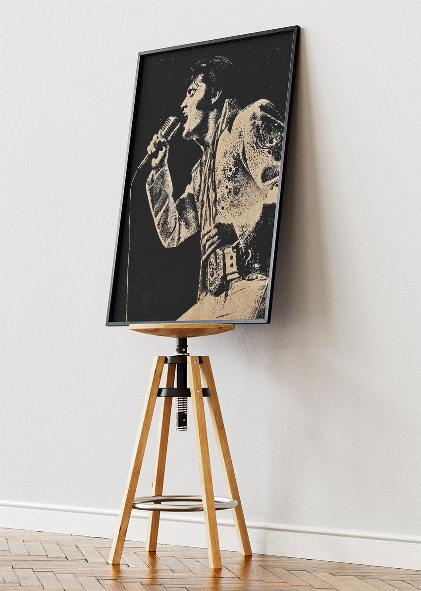 Elvis Presley Vintage Performance Portrait Wall Art Poster & Canvas