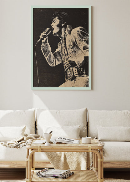 Elvis Presley Vintage Performance Portrait Wall Art Poster & Canvas