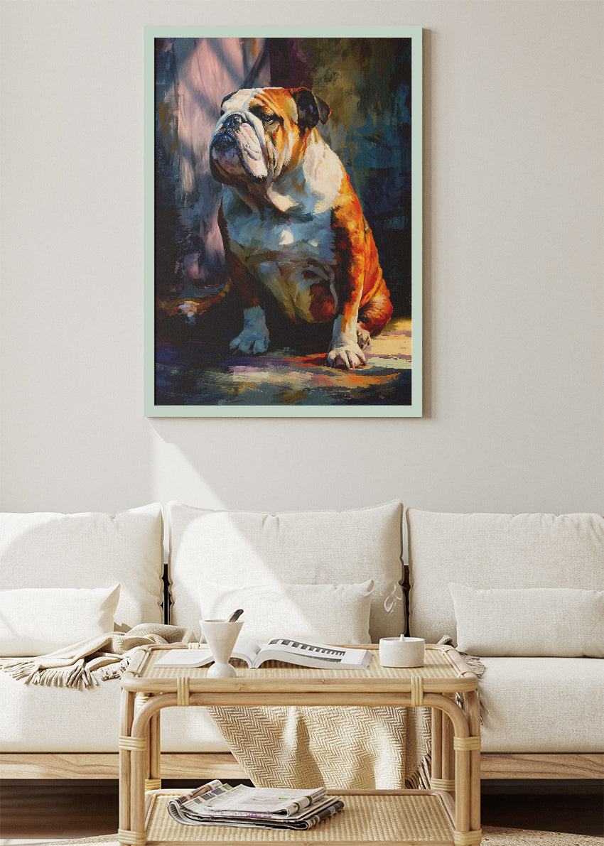 English Bulldog Portrait Canvas Print & Poster – Artistic Bulldog Wall Art – AI PRINT LAB