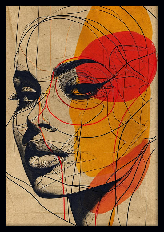 Entangled Muse – Abstract Line Face Drawing Canvas Art & Poster Print – T1055 – AiPrintLab