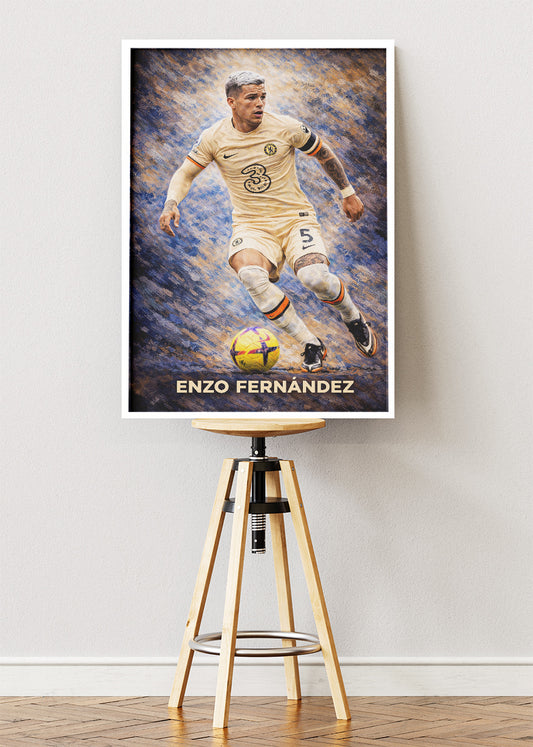 Enzo Fernández Chelsea Football Poster Canvas & Print – AI PRINT LAB