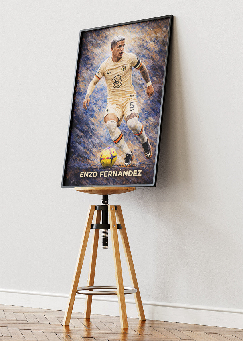 Enzo Fernández Chelsea Football Poster Canvas & Print – AI PRINT LAB