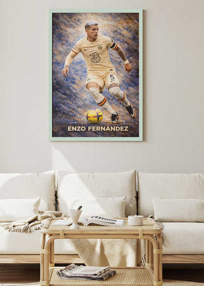 Enzo Fernández Chelsea Football Poster Canvas & Print – AI PRINT LAB