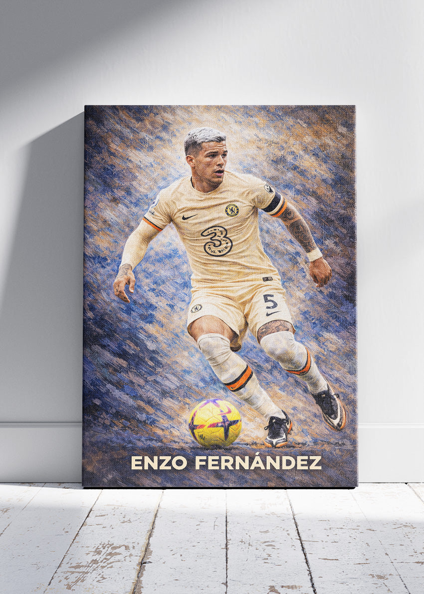 Enzo Fernández Chelsea Football Poster Canvas & Print – AI PRINT LAB