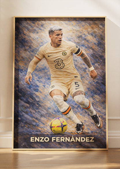 Enzo Fernández Chelsea Football Poster Canvas & Print – AI PRINT LAB