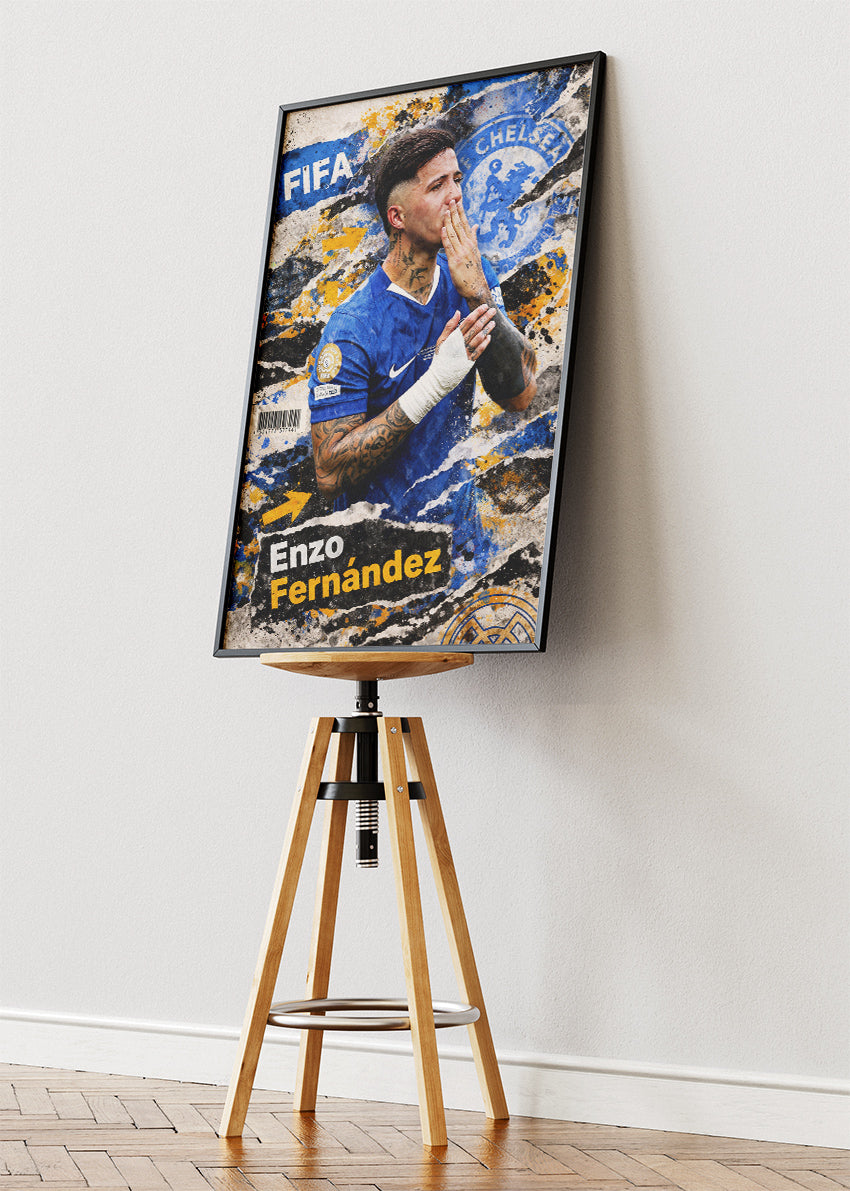 Enzo Fernández Chelsea Street Art Poster Canvas & Print – AI PRINT LAB