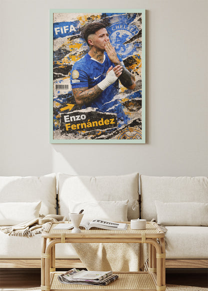 Enzo Fernández Chelsea Street Art Poster Canvas & Print – AI PRINT LAB