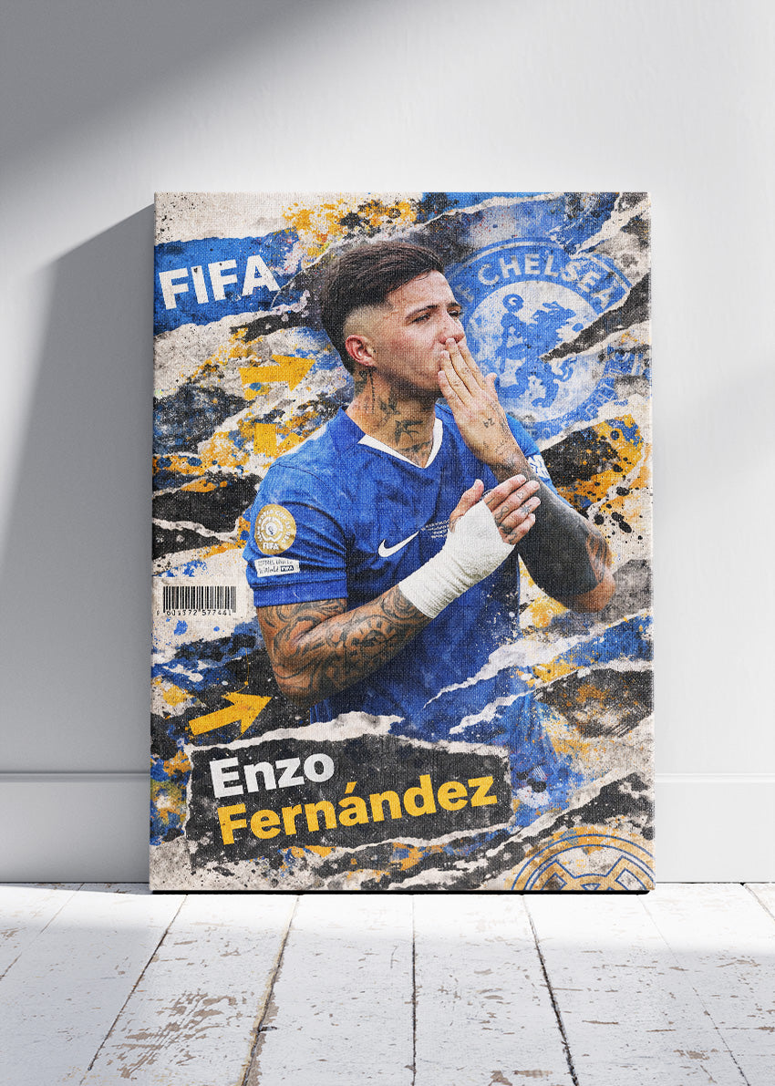 Enzo Fernández Chelsea Street Art Poster Canvas & Print – AI PRINT LAB