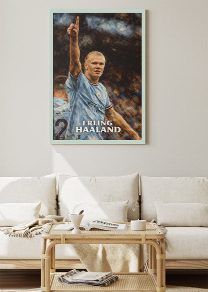 Erling Haaland Manchester City Action Poster Canvas & Print – AI PRINT LAB