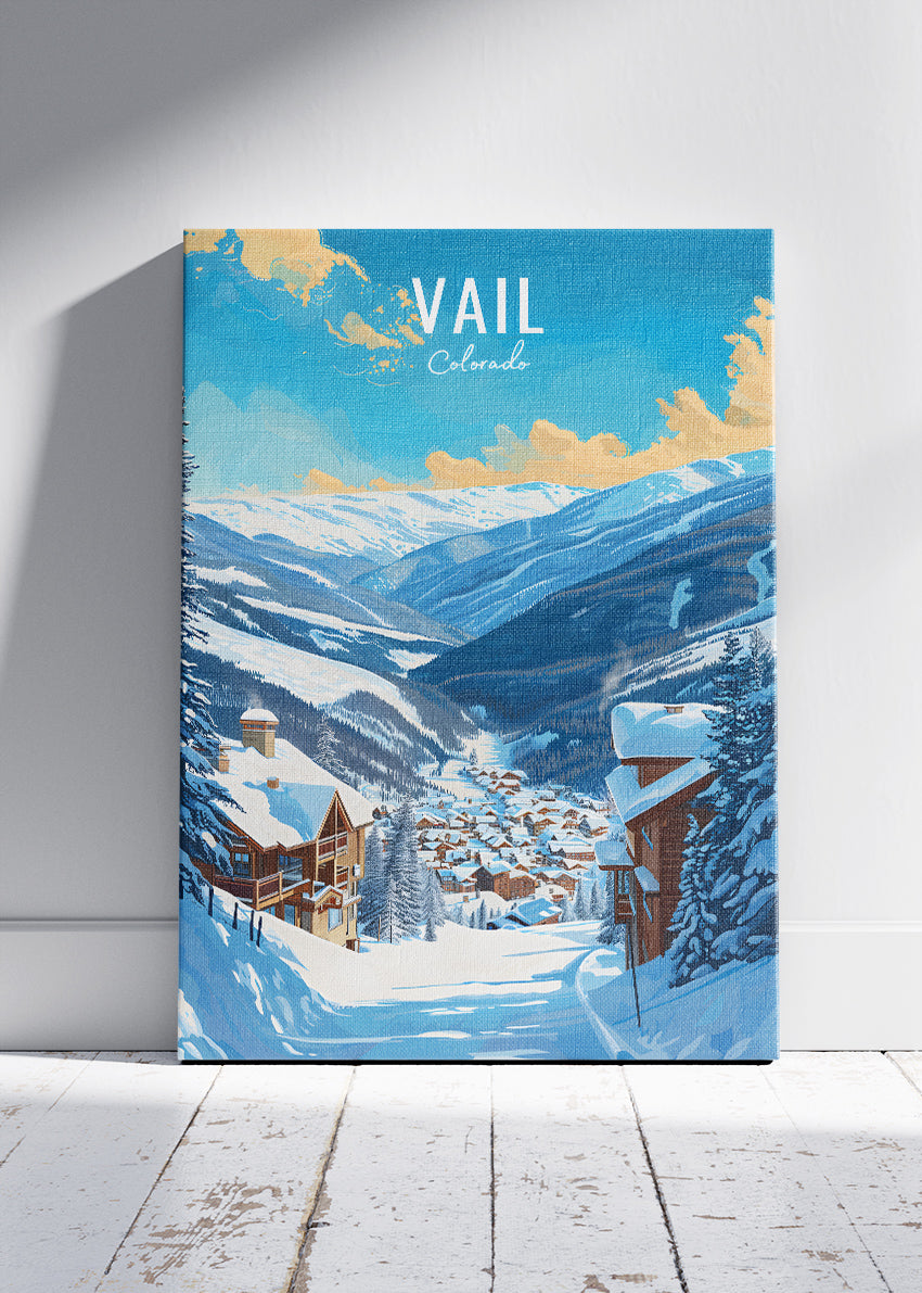 Vail Colorado Ski Resort Poster & Canvas Print – Winter Mountain Wall Art