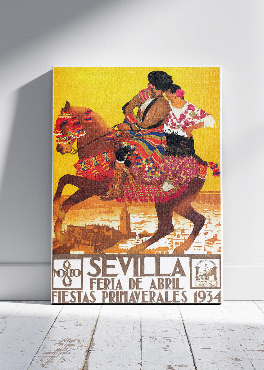 Sevilla Feria de Abril 1934 Poster & Canvas Print – Vintage Spanish Festival Art