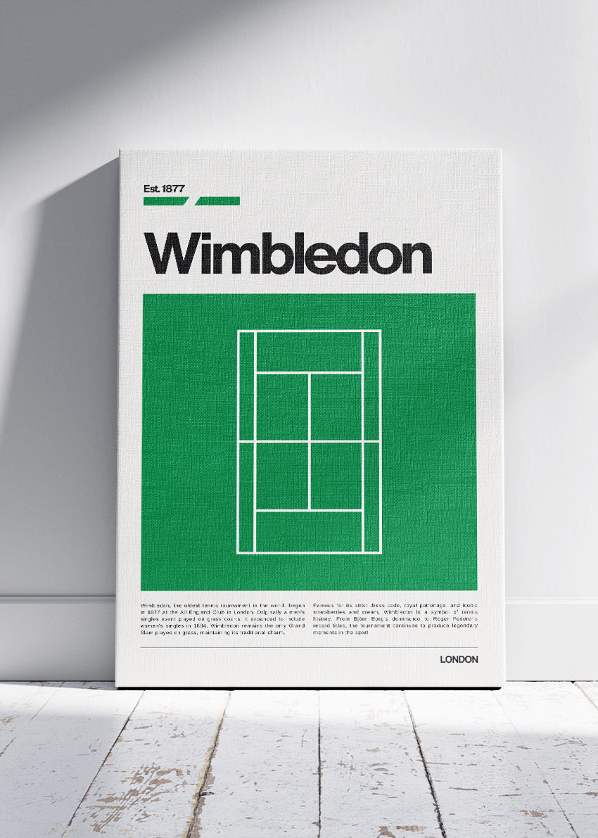 Wimbledon Tennis Poster & Canvas Print – Modern Minimal Court Illustration Wall Art