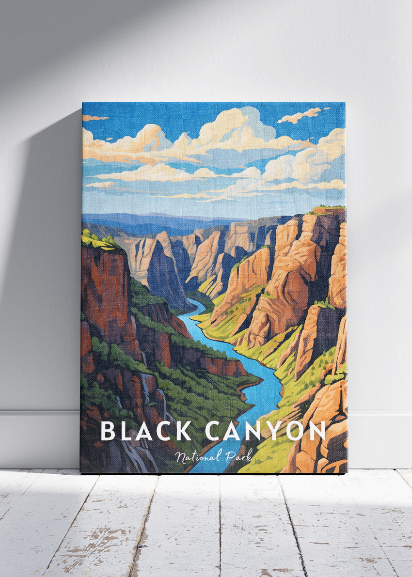 Black Canyon National Park Poster & Canvas Print – Scenic Canyon Landscape Illustration Wall Art
