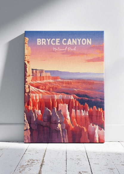 Bryce Canyon National Park Poster & Canvas Print – Sunset Hoodoo Landscape Illustration Wall Art
