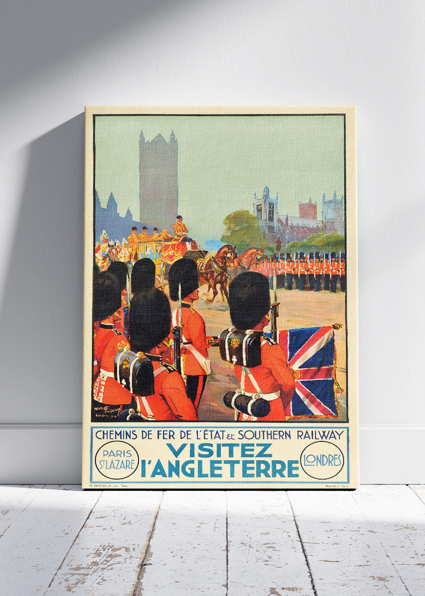 Vintage London Guards Parade Poster & Canvas Print – Classic British Travel Art