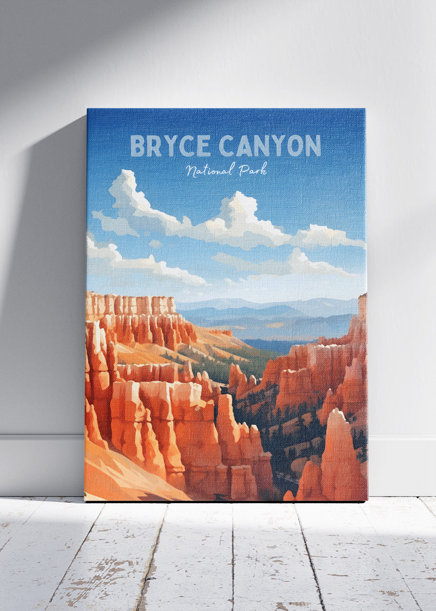 Bryce Canyon National Park Poster & Canvas Print – Red Rock Hoodoo Landscape Illustration Wall Art